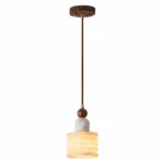 Alabaster Walnut Pendant Light | Modern Minimalist LED Lighting Fixture