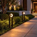 Molde Black Halo Outdoor Bollard Light for Garden Pathway Lighting - Image 2
