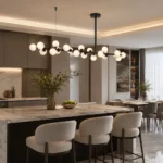 Modern Linear G9 Globe Pendant Light – Black White Glass Chandelier - Image 4