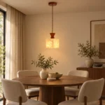 Travertine Wood Cube Pendant Light – Natural Stone LED Small Pendant Light - Image 2