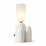 Modern Sculptural Table Lamp – Ivory LED Bedroom & Living Room Lighting
