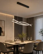 Modern LED Wave Linear Pendant Light – Black Minimalist Chandelier 120cm - Image 4