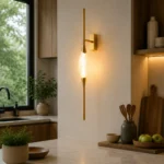 Modern Brass LED Wall Light | Vertical Acrylic Sconce - Image 4