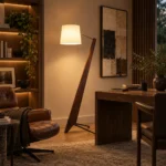 Nordic Walnut Wood Floor Lamp with Linen Shade - Image 5