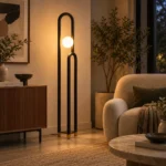 Double-Arch Glass Globe LED Floor Lamp - Image 4