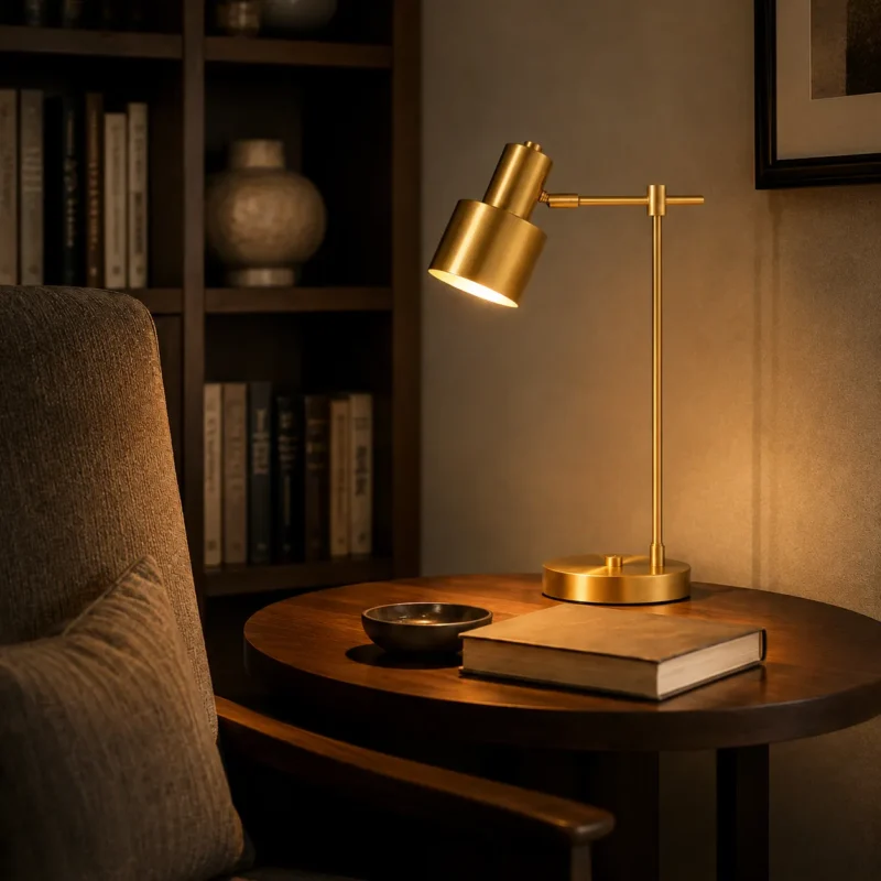 Adjustable Brass Table Lamp | Modern LED Reading Desk Light - Image 4
