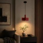 Burgundy Geometric Metal Pendant Light – Modern LED Hanging Light - Image 4