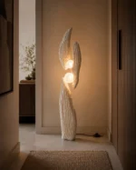 Sculptural Cement Globe Floor Lamp | Modern LED Lighting - Image 2