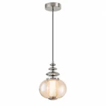 Glass Globe Pendant Light – Modern Chrome Iron LED Hanging Lamp