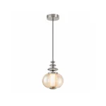 Glass Globe Pendant Light – Modern Chrome Iron LED Hanging Lamp