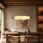 Sculptural Fabric Linear Pendant Light | Ivory LED - Image 2
