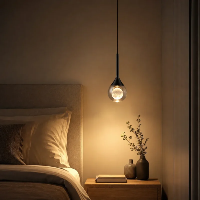 Modern Moon Crystal Pendant Light | Minimalist LED Ceiling Lighting Fixture - Image 3