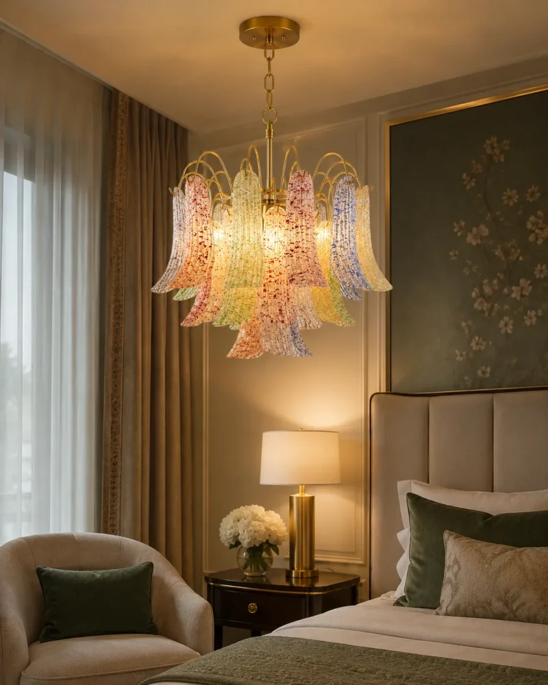 Venetian-Style Colored Glass Petal Chandelier - Image 2