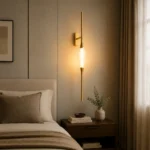 Modern Brass LED Wall Light | Vertical Acrylic Sconce - Image 3