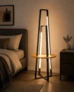 Modern LED Floor Lamp with Wooden Tabletop | Nordic Light - Image 2