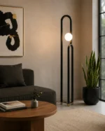 Double-Arch Glass Globe LED Floor Lamp - Image 2