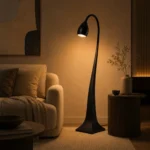 Artistic Curved Wooden Floor Lamp | Matte Black - Image 3