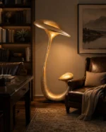 Organic Sculptural Cement LED Floor Lamp | Modern Lighting - Image 3