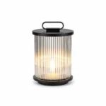 Ribbed Glass Solar Garden Lantern for Patio and Courtyard Lighting