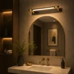 Black and Gold Linear LED Mirror Wall Light for Modern Bathroom - Image 2