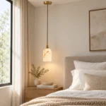 Natural Marble Pendant Light | Brass Luxury LED Fixture - Image 2