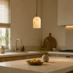 Natural Marble Pendant Light | Brass Luxury LED Fixture - Image 4