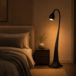 Artistic Curved Wooden Floor Lamp | Matte Black - Image 2