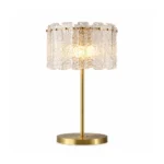 Crystal Glass Table Lamp | Antique Brass LED Bedside Lamp for Bedroom & Living Room
