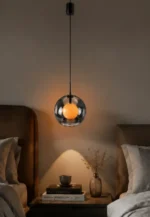 Smart Sensor Pendant Light | Pearl Black LED Glass Lighting Fixture - Image 2