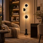 Modern Black Glass Globe Floor Lamp | LED Lighting - Image 4