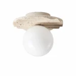 Travertine Ceiling Light – Minimalist Stone Glass LED Lamp