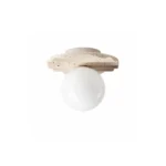 Travertine Ceiling Light – Minimalist Stone Glass LED Lamp