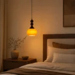 Gradient Amber Glass Pendant Light | Wooden Artisan Lamp - Image 2