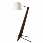 Nordic Walnut Wood Floor Lamp with Linen Shade