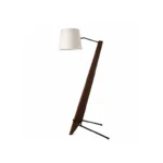 Nordic Walnut Wood Floor Lamp with Linen Shade