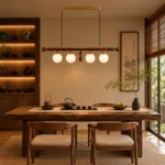 Wood & Opal Glass Linear Pendant Light | 4-Light - Image 5