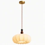 Fabric Pendant Light | Wooden Japanese Minimalist LED Ceiling Lamp