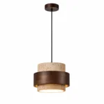 Travertine Wood Pendant Light – Natural Stone LED Hanging Light Fixture