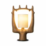 Walnut Wood Table Lamp | Nature Sculpture Wooden LED Table Lamp