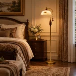 French Vintage Glass Shade LED Floor Lamp - Image 5