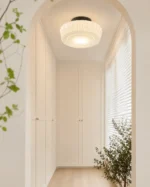 Vintage Glass Ceiling Light – French Cream LED Flush Mount Lamp - Image 5
