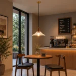 Vintage Glass Pendant Light | Wood Brass LED Fixture - Image 2