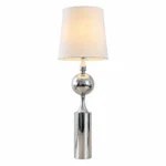 Modern Chrome Sphere Floor Lamp with Fabric Shade