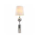 Modern Chrome Sphere Floor Lamp with Fabric Shade