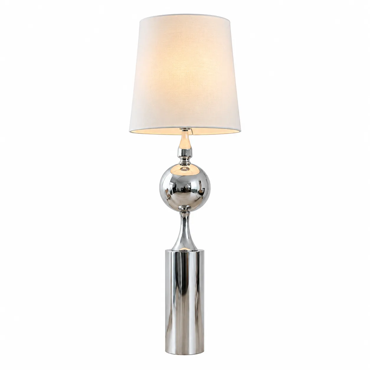 e571afa1122074e153a58928437fbc10_11zon Modern Chrome Sphere Floor Lamp with Fabric Shade - Image 1