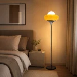 Amber Glass Floor Lamp | Modern LED Lighting - Image 2