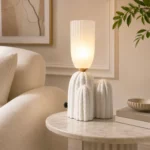 Modern Sculptural Table Lamp – Ivory LED Bedroom & Living Room Lighting - Image 5