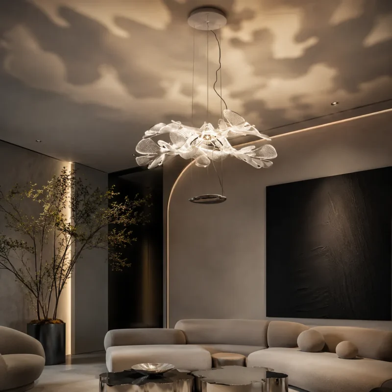 Chlorophilia Transparent Leaf LED Suspension Chandelier for Luxury Interiors - Image 2