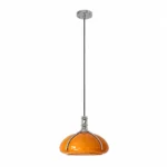 Amber Glass Pendant Light | Retro Modern LED Ceiling Lighting Fixture