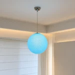 Light Blue Glass Pendant Light | Modern Spiral LED Fixture - Image 3